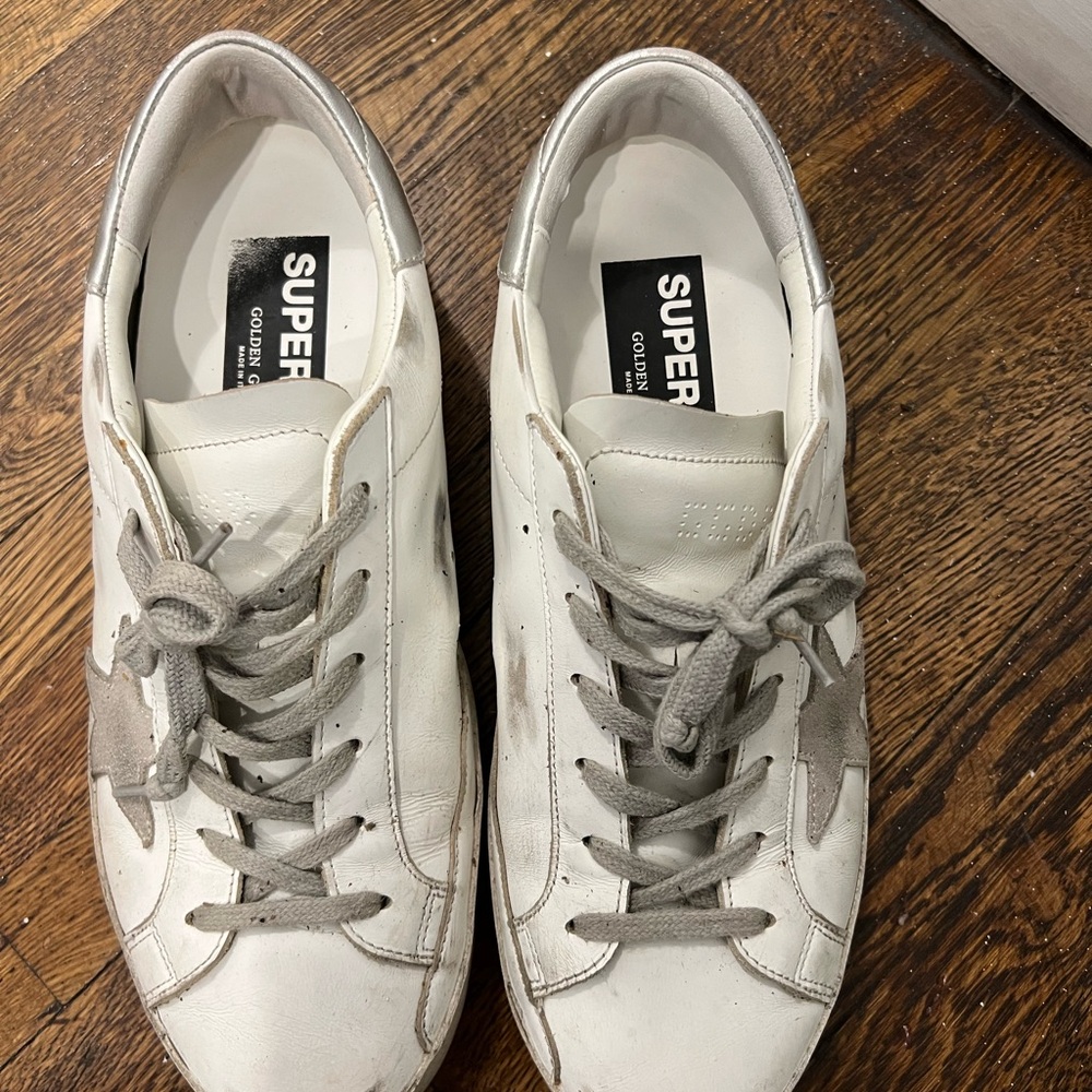 Golden Goose White and Gray Sneakers with Minimalist Design